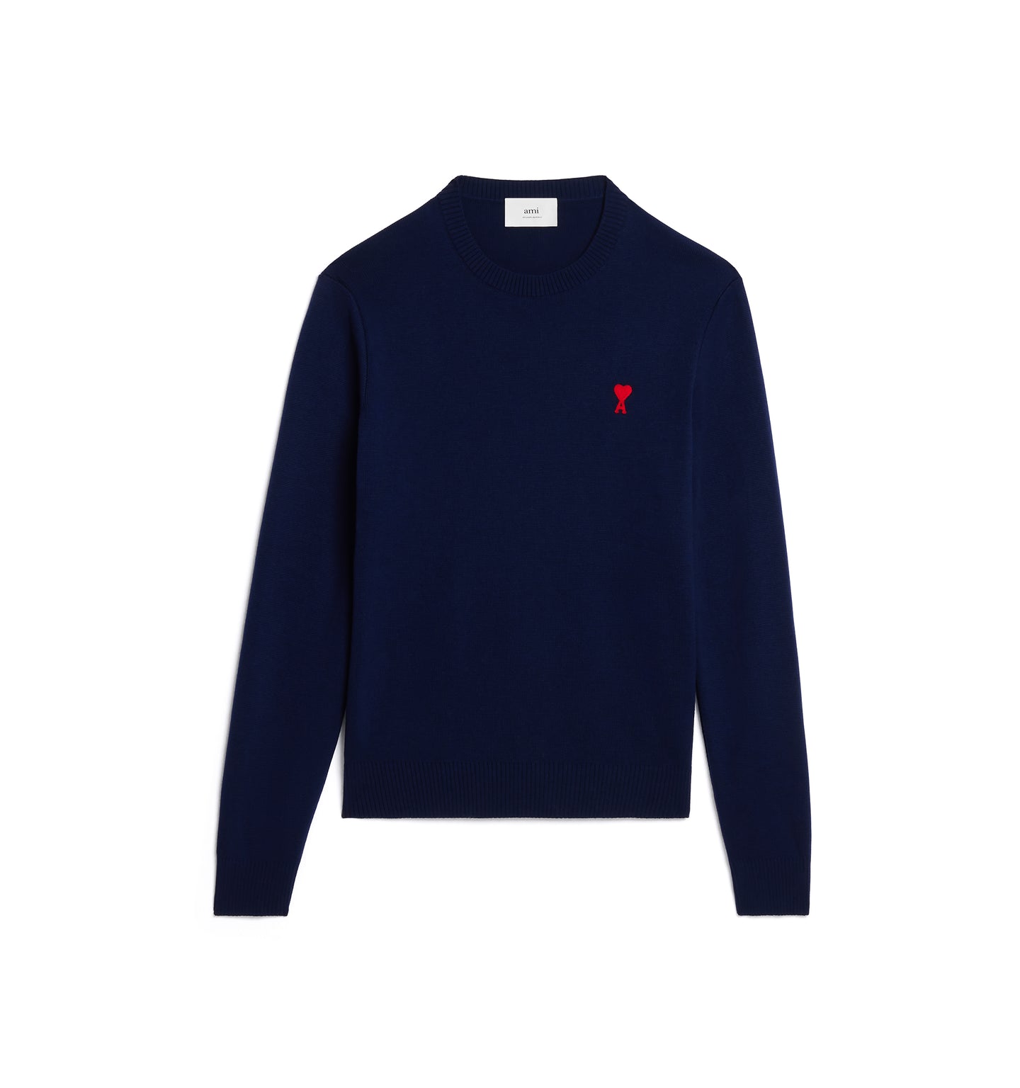 AMI Pull Ami de Coeur en Laine Bleu nautique