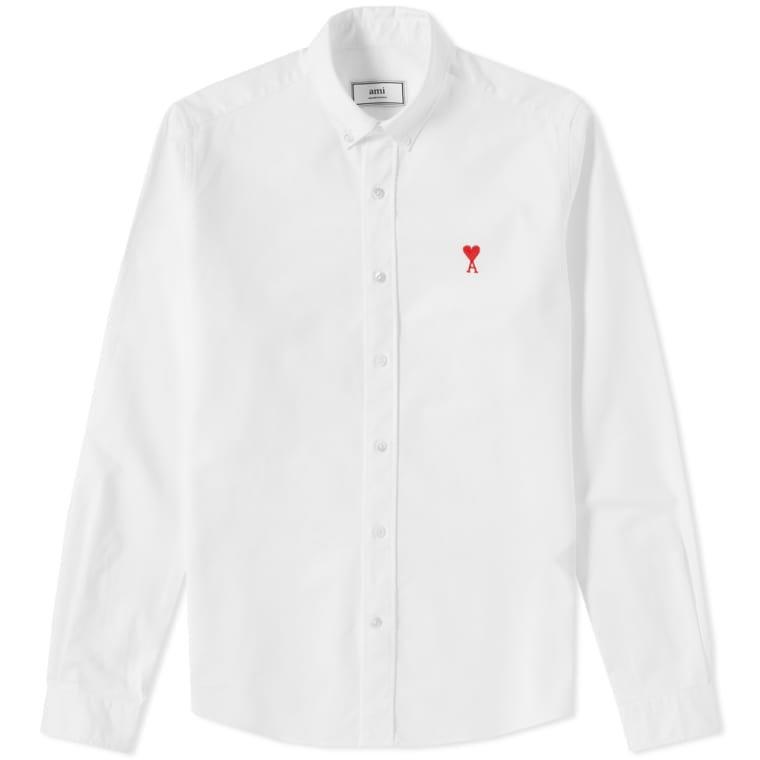 AMI Chemise Classique Ami de coeur Oxford Blanc