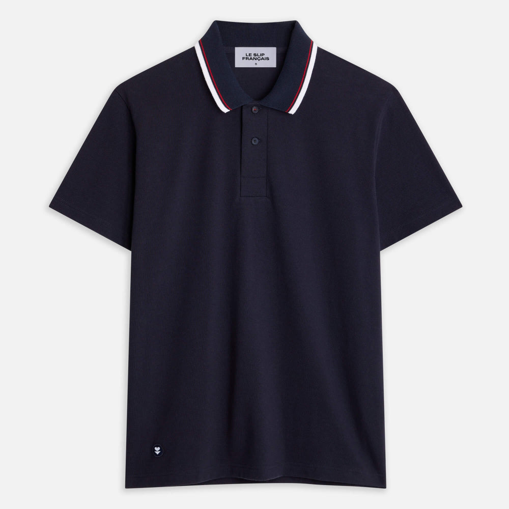 Le Slip Français Polo en piqué de Coton Marine