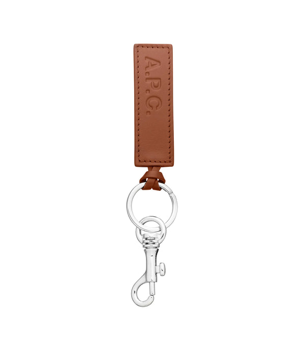 A.P.C. Porte-clefs logo Cuir Noisette