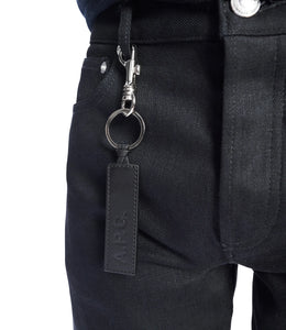 A.P.C. Porte-clefs logo Cuir Noir